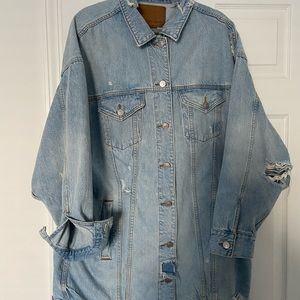 American Eagle oversized distressed jean jacket